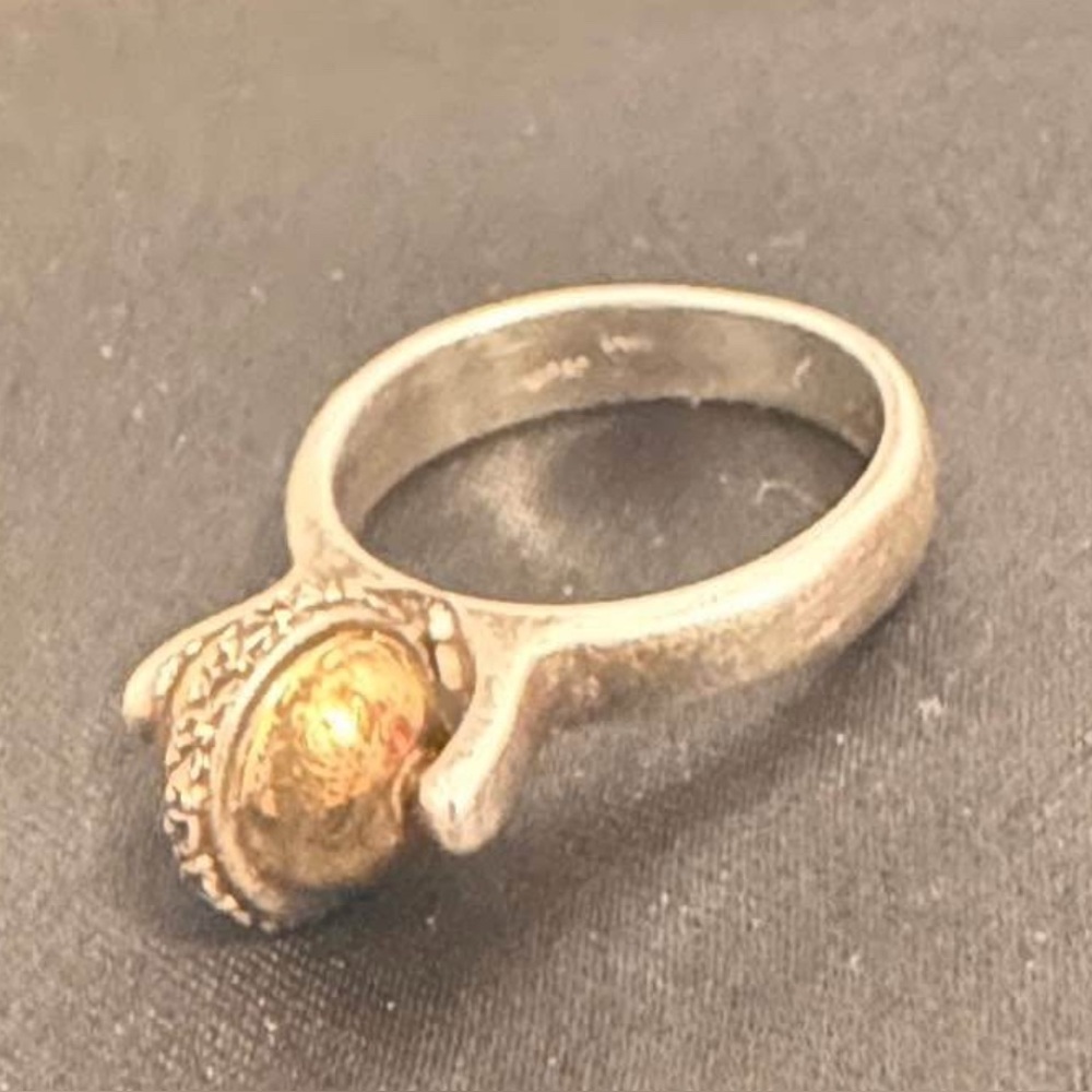 Mid century 14k Gold and Sterling 925 fidget Ring size 7 Peter Brams 6g